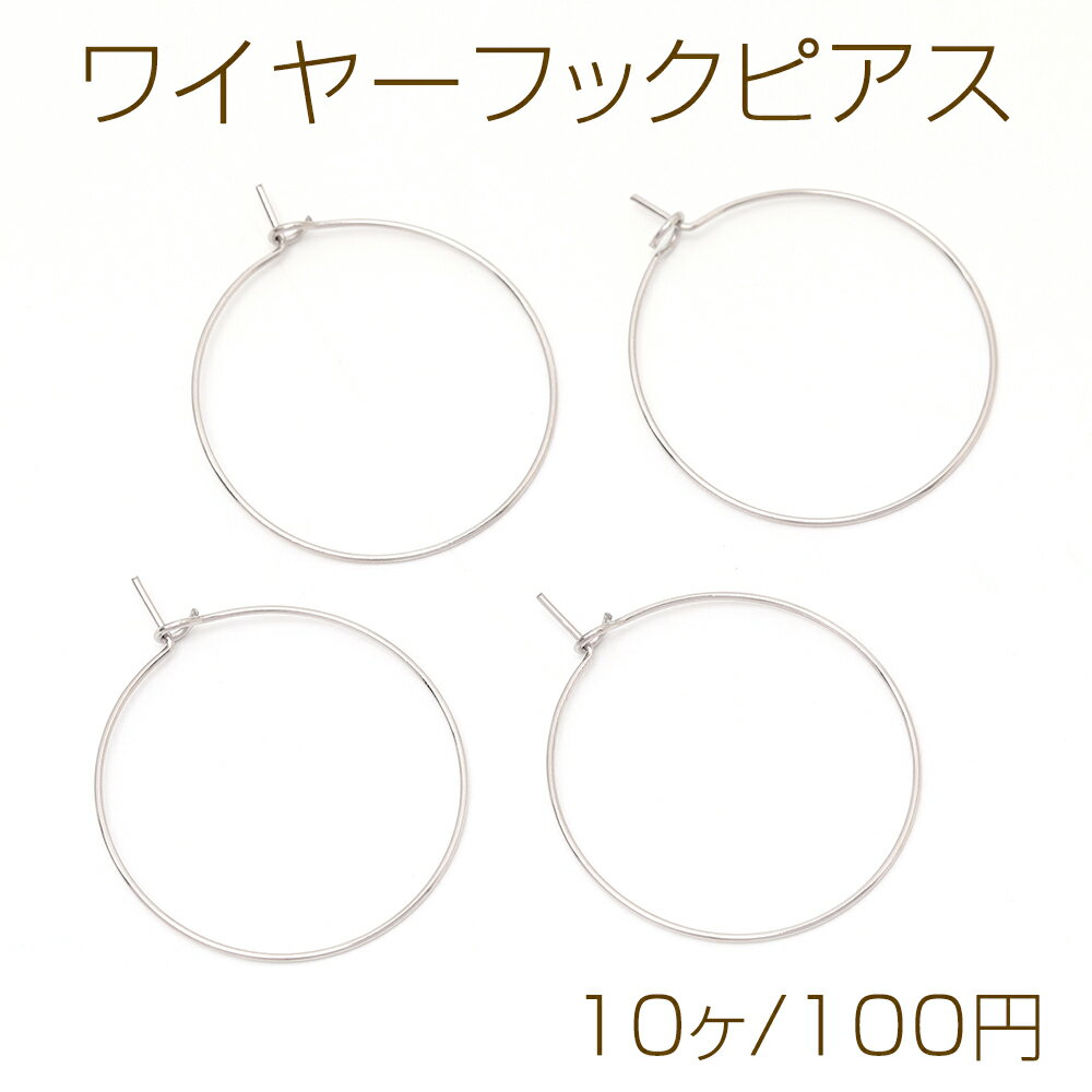 Rakuten - ワイヤーフックピアス ステンレス製 ピアス金具 シルバーカラー 0.6×30mm（10ヶ）