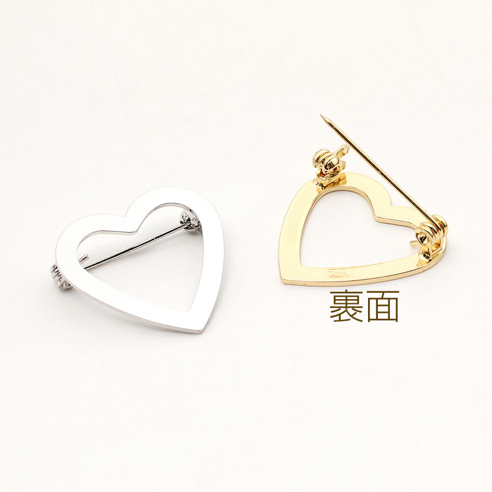 フレームブローチピン フレームブローチ金具 フレームブローチ土台 貼付け可 ハート型 24×25mm（1ヶ）