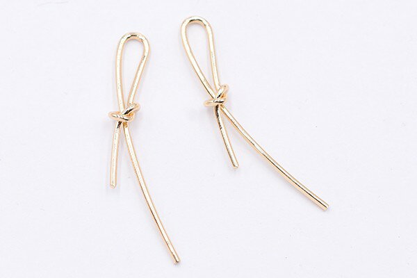 チャームパーツ リボン 6×43mm ゴールド【4ヶ】