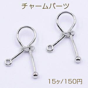 乐天商城 - チャームパーツ リボン 1カン 18×21mm ロジウム【15ヶ】