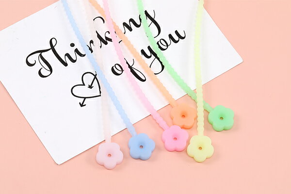 シリコンジップタイ 弾性ストラップ キーチェーンタイ 21cm（4ヶ）