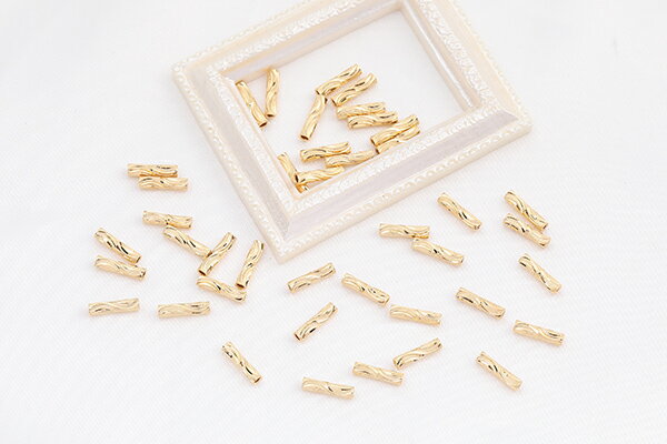 高品質メタルパイプパーツ デザインパイプ 2×8.5mm ゴールド（15ヶ）