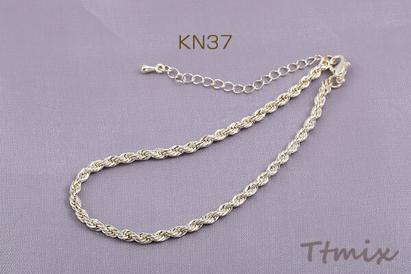 高品質メタルチェーンブレスレット ツイストチェーン ライトゴールド（1連）