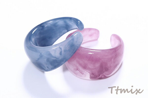 ファッションリング オープンリング 指輪 樹脂製 マーブルカラー 幅約13mm（4ヶ）