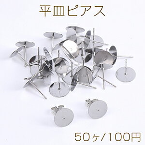 ステンレス製 平皿ピアス ピアスパーツ デザインポストピアス 10mm(50ヶ)