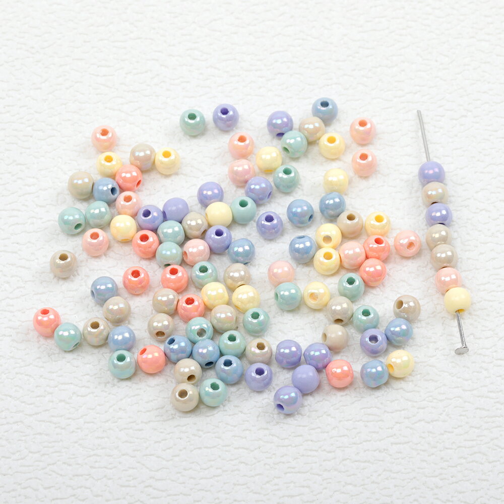 アクリルビーズ カラーミックス 穴あり 約6mm（20g約205ヶ）