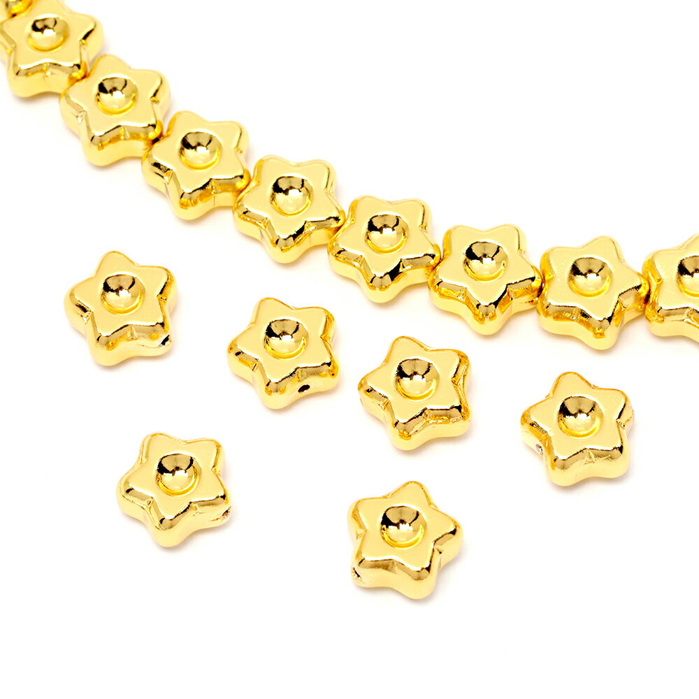 ガラスビーズ 星 スター メッキ加工 約11mm（10ヶ）