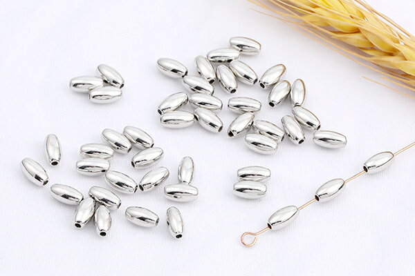 CCBビーズ オーバル 4×8mm ロジウム（100ヶ）