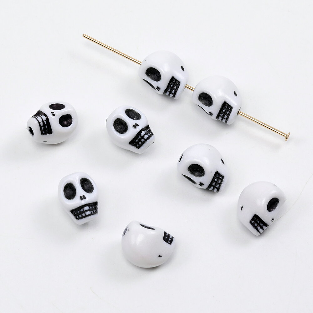 スカルビーズ アンティーク調アクリルビーズ 縦穴 7×9mm（20ヶ）