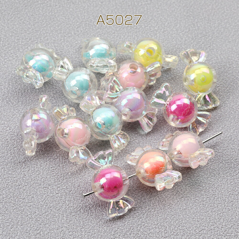 アクリルビーズ キャンディー メッキ加工 ミックスカラー 12×21mm（10ヶ）
