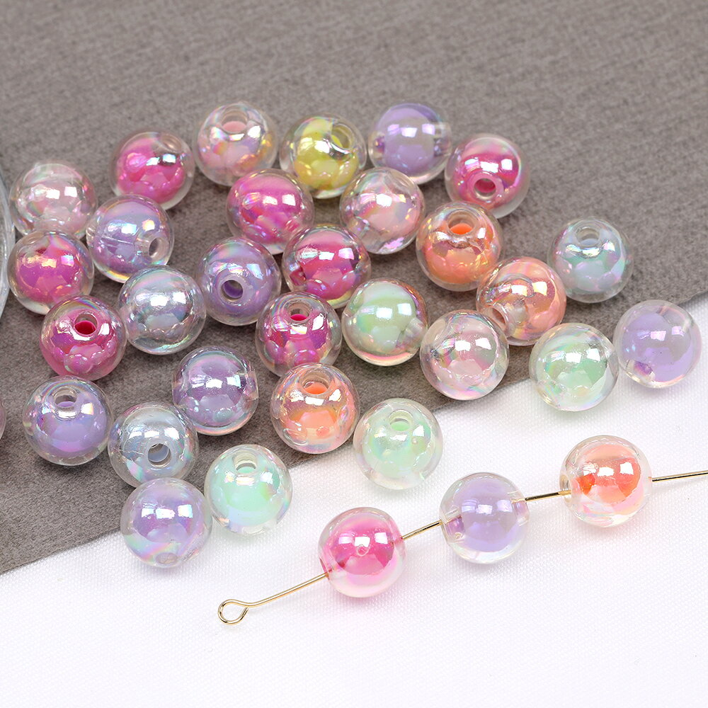 アクリルビーズ クリアビーズ オーロラビーズ ラウンド 9.5mm キャンディーカラー ...