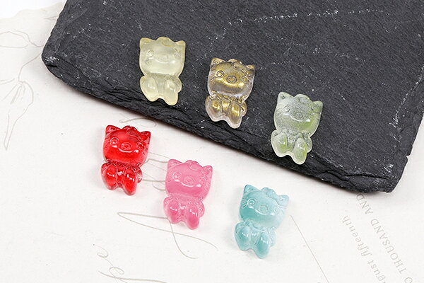 ガラスチャーム 猫 横穴あり 12×20mm グラデーションカラー