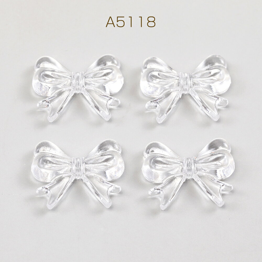 アクリルビーズ リボン型 縦穴あり クリア 14×18mm（30ヶ）