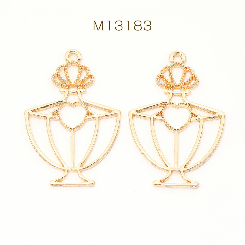 レジンフレームチャーム ボトル 1カン付き ゴールド 29×43mm（4ヶ）