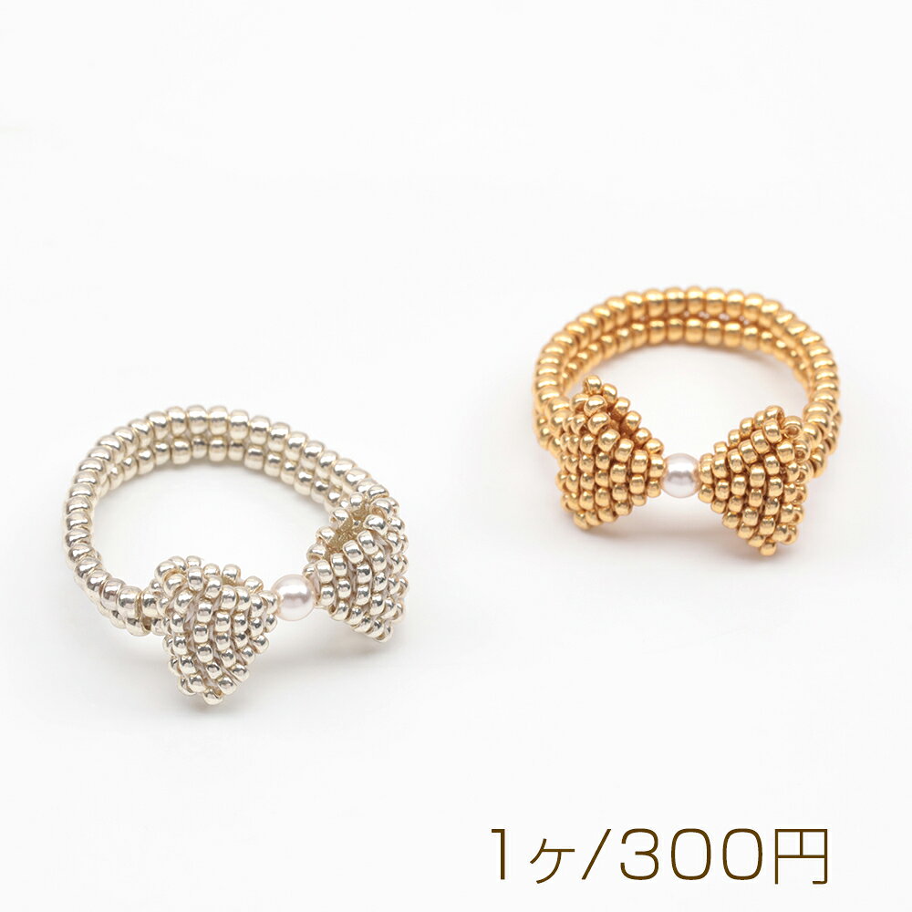 디자인 링 리본 뜨개질 비즈 ABS 진주 15호 내경 약 17.7mm(폭 약 11mm)(1개)