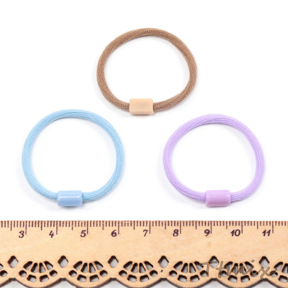 ヘアゴムパーツ ポリエステル ストレートタイプ パステル ハンドメイド用 貼付パーツ付き 約3×35mm（30ヶ）