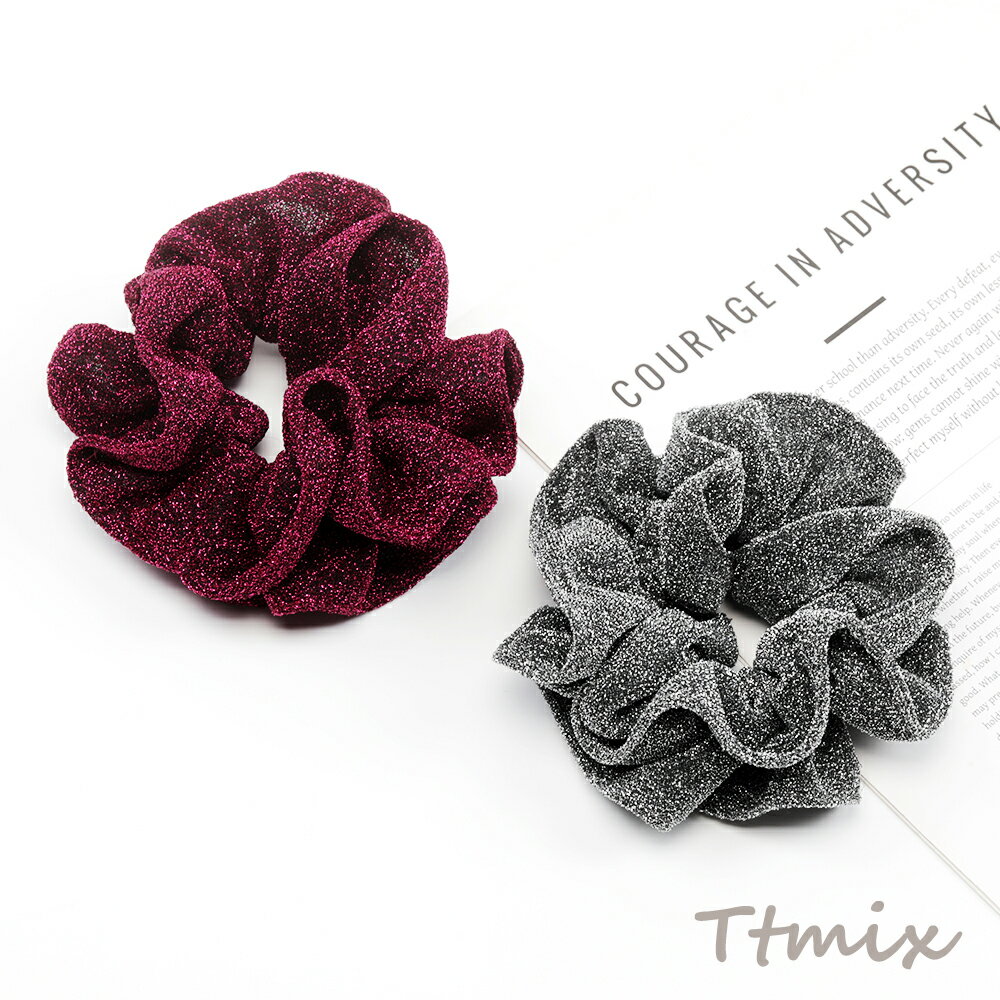 シュシュ キラキラ エレガント 大人っぽい ヘアアレンジ ヘアゴム 髪飾り ヘポニーテールゴム アアクセサリー（1個）