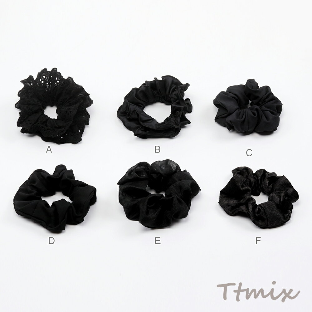 シュシュ ブラック系 使いやすいデザイン 通勤 通学 おでかけ ヘアアレンジ ヘアゴム 髪飾り ヘアアクセサリー（1個）
