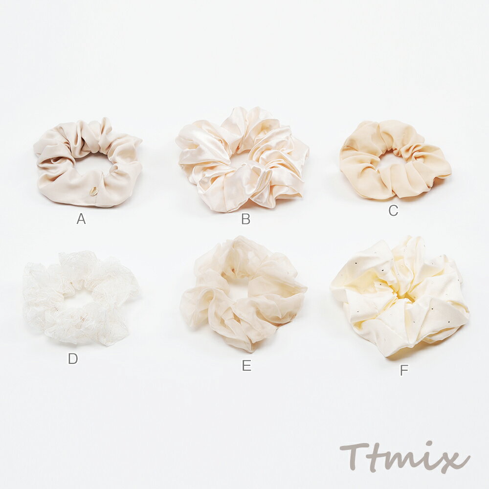 シュシュ ベージュ系 使いやすいデザイン 通勤 通学 おでかけ ヘアアレンジ ヘアゴム 髪飾り 髪アップ （1個）