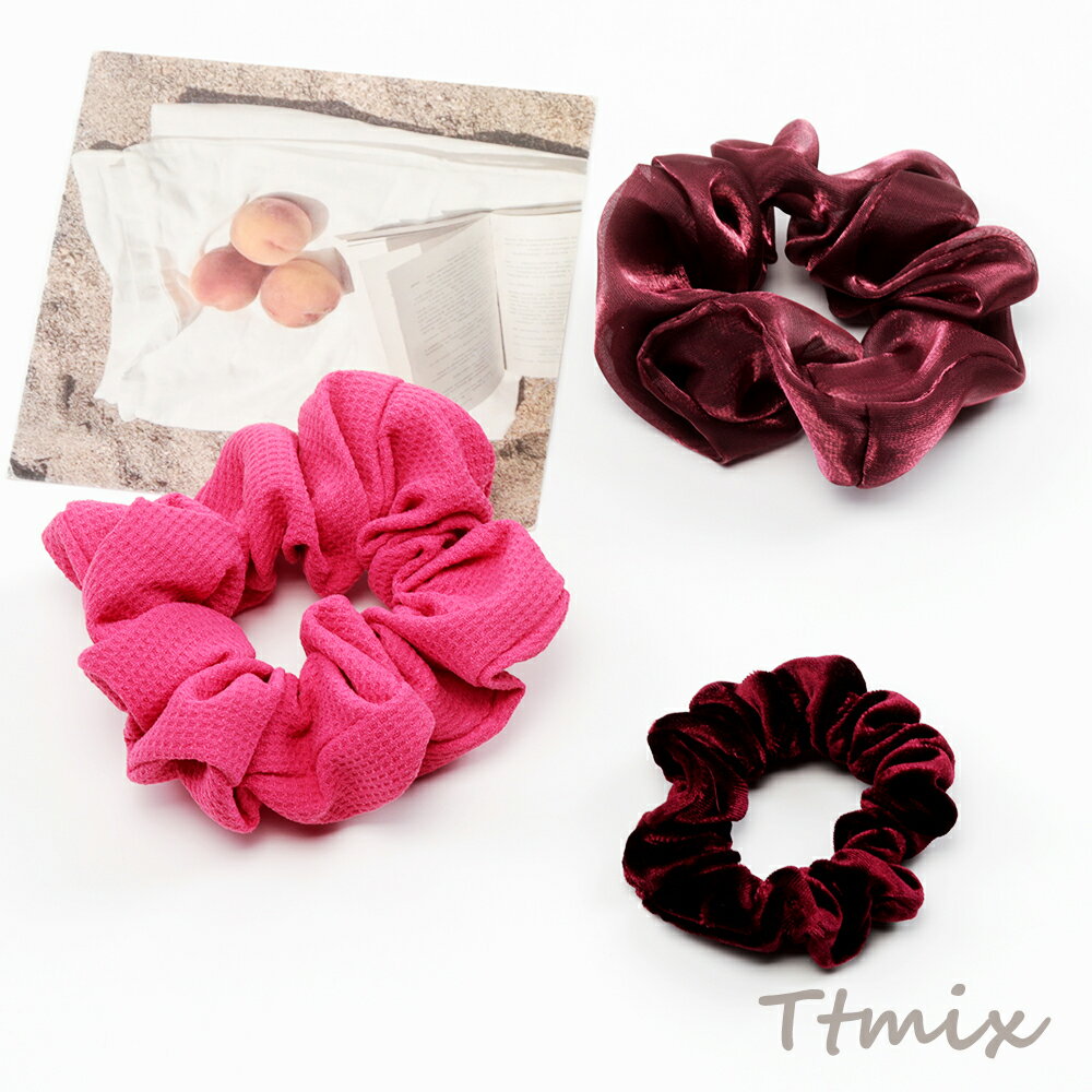 シュシュ レッド系 使いやすいデザイン 通勤 通学 おでかけ ヘアアレンジ ヘアゴム 髪飾り 髪アップ（1個）