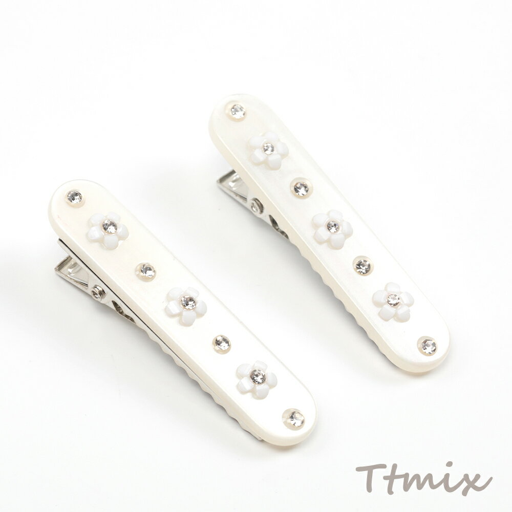 ヘアクリップ フラワー装飾 ヘアクリップ 髪飾り ヘアアクセサリー ストーン付き 前髪留め 約1×5cm（2本）