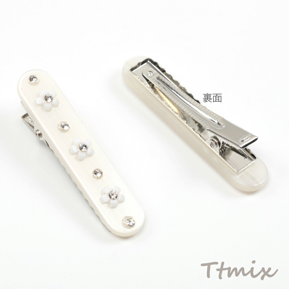 ヘアクリップ フラワー装飾 ヘアクリップ 髪飾り ヘアアクセサリー ストーン付き 前髪留め 約1×5cm（2本）