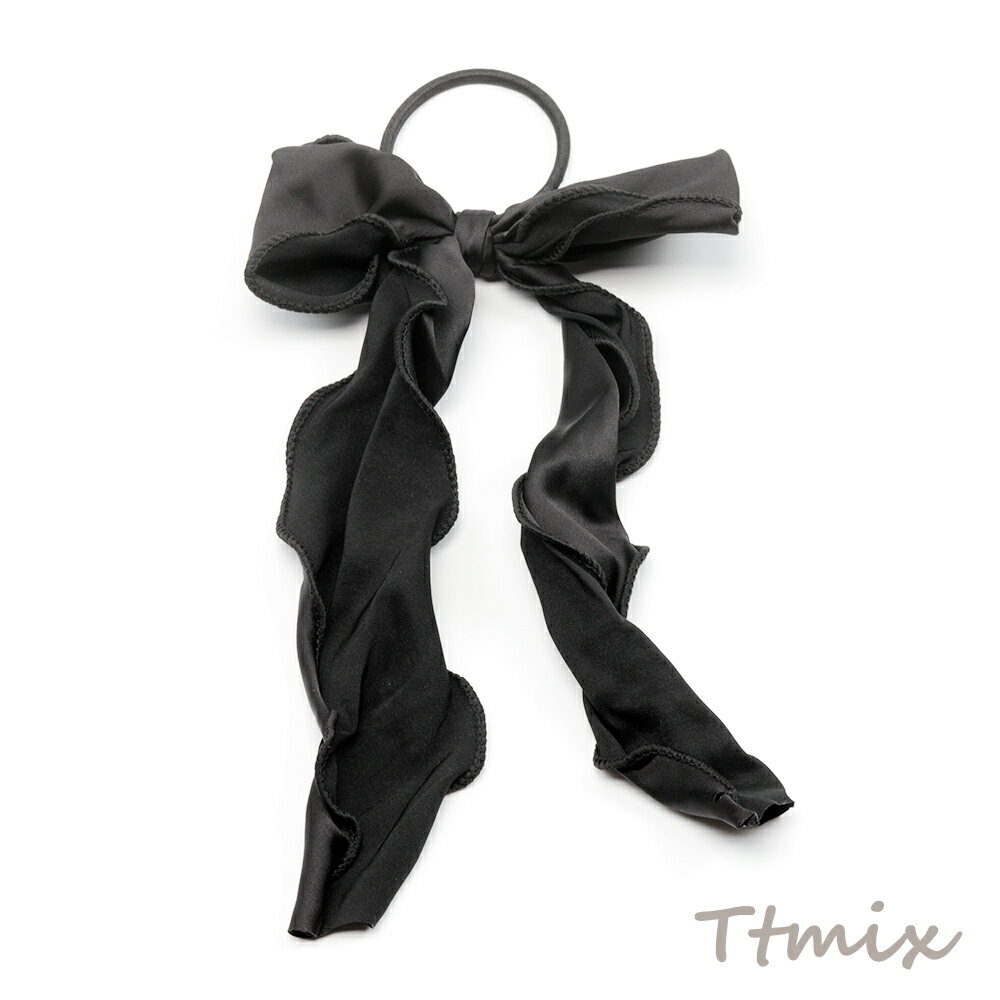 リボンヘアゴム ロングリボンヘアゴム ブラック 量産型 レース ヘアアクセサリー（1個）