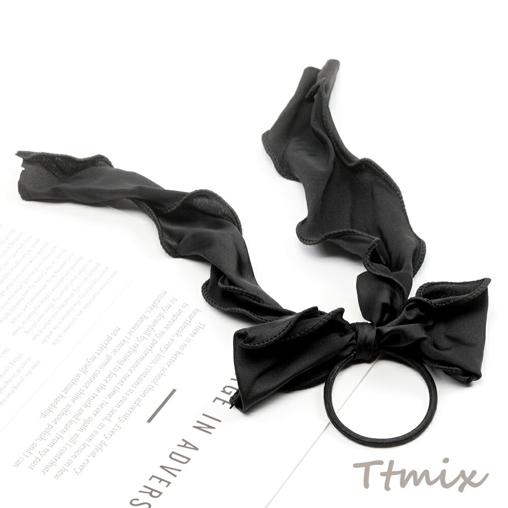 リボンヘアゴム ロングリボンヘアゴム ブラック 量産型 レース ヘアアクセサリー（1個）