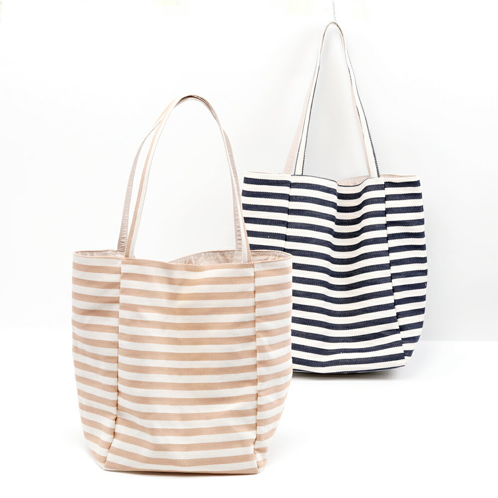 トートバッグ 大容量 リバーシブル マチあり 横ストライプ柄 キャンバス 約幅16×高35×長さ41cm（1ヶ）(4.0)