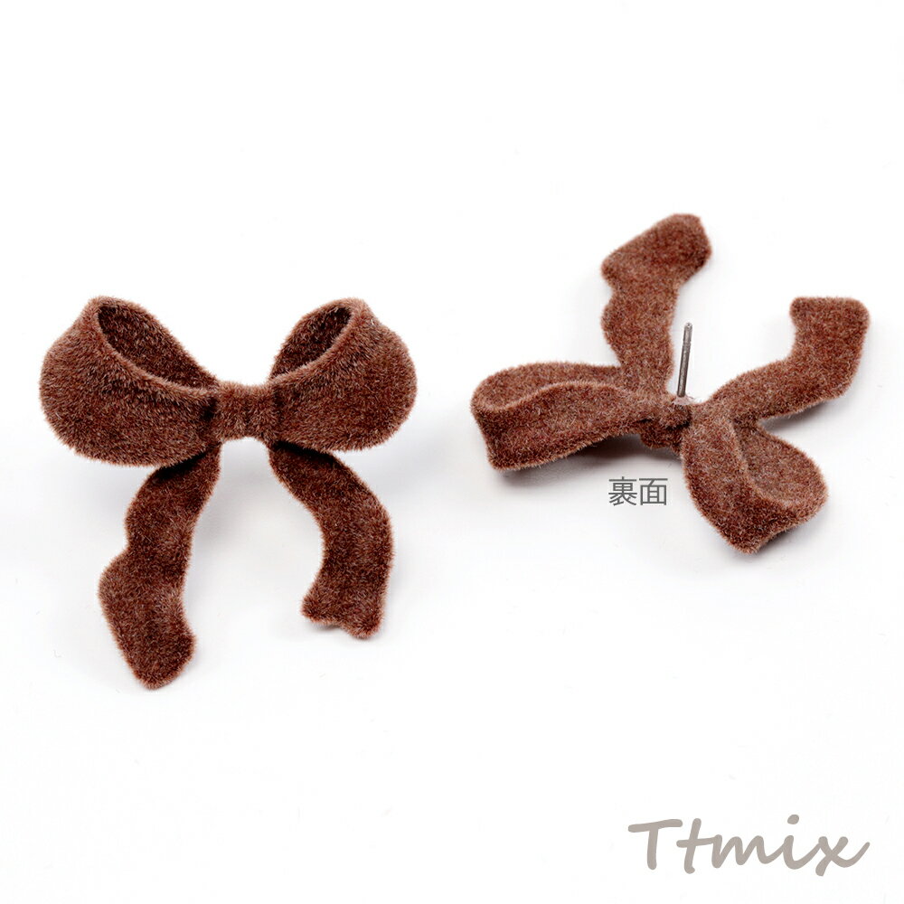 リボンピアス フロッキーピアス リボン 合金製 キャッチ付き（鉄製）約31×32mm（4ヶ）