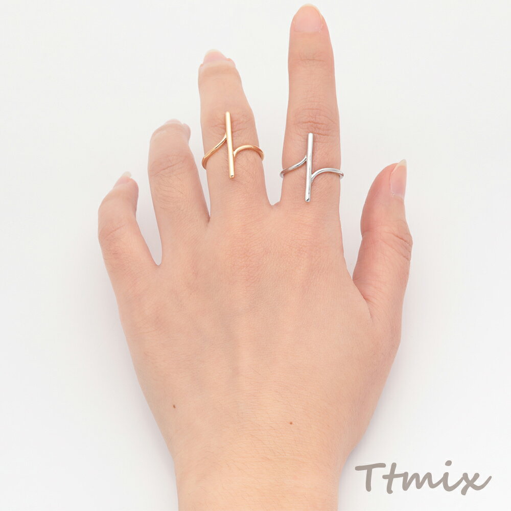 デザインリング ツイスト スティック メタルリング ゴールド/ロジウムカラー 13号内径約17mm(幅約23mm)（1ヶ）