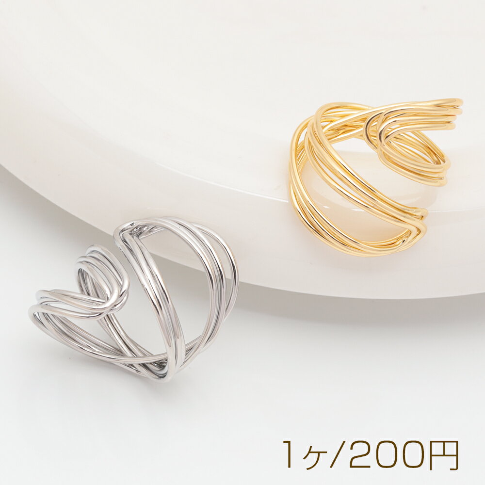 Rakuten - デザインリング 多層クロス 指輪 メタル オープンリング 13号内径約17mm(幅約25mm)（1ヶ）