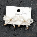 リボンイヤリング パール リボン 手作り 樹脂 合金製 約2×2.5cm(2ヶ)
