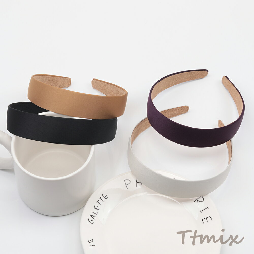 カチューシャ 太め サテン生地 シンプル プラスチック製 ハンドメイド用 手芸 工作 金具 幅約3cm（2ヶ）