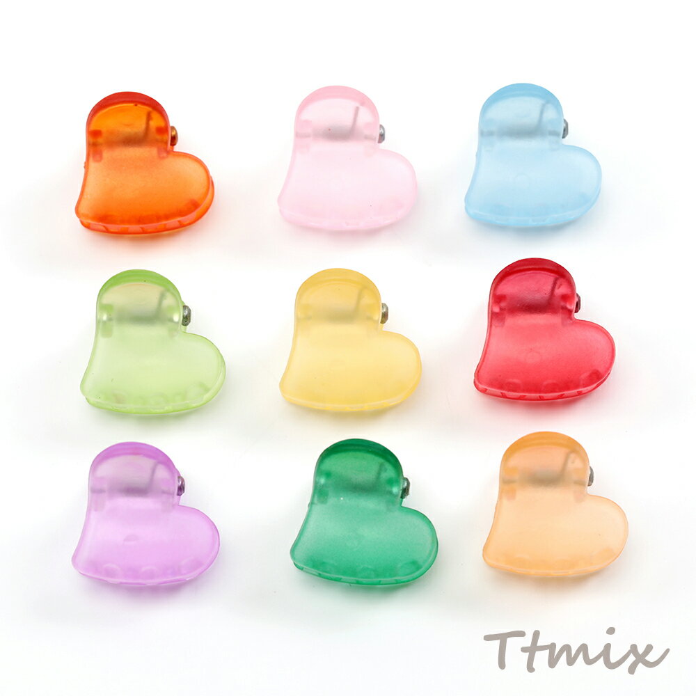 ミニクリップ ハート ヘアクリップ ヘアアクセサリー かわいい 春夏カラー ※カラーランダム 約16×16mm（20ヶ）