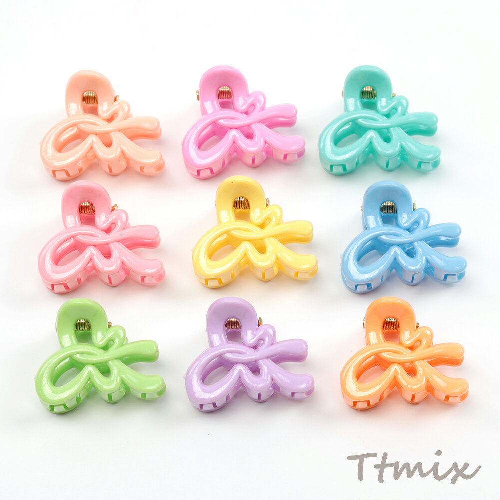 ミニクリップ 蝶モチーフ リボン ヘアクリップ ヘアアクセサリー 春夏カラー ※カラーランダム 約21×27mm（20ヶ）