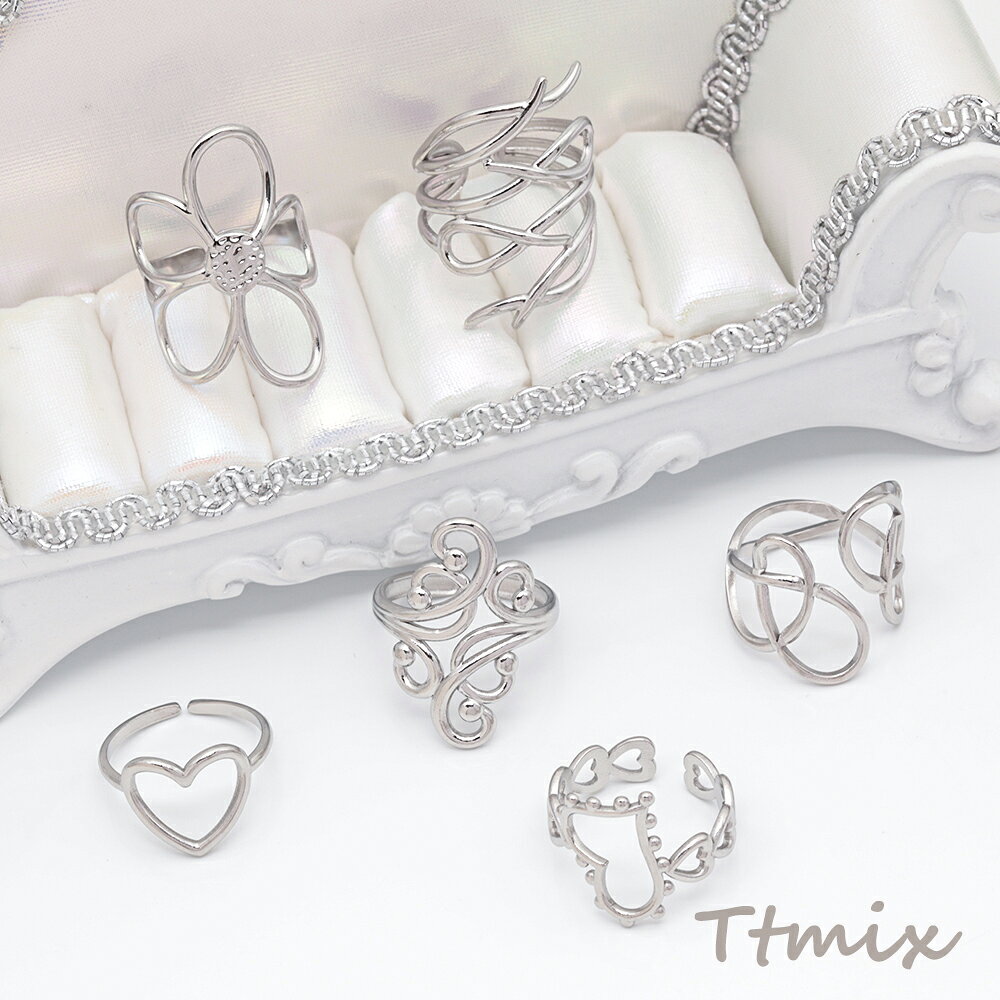 ステンレスリング 指輪 フェミニン シンプル ユニーク おしゃれなデザイン オープンリング 16号内径約18mm（1ヶ）