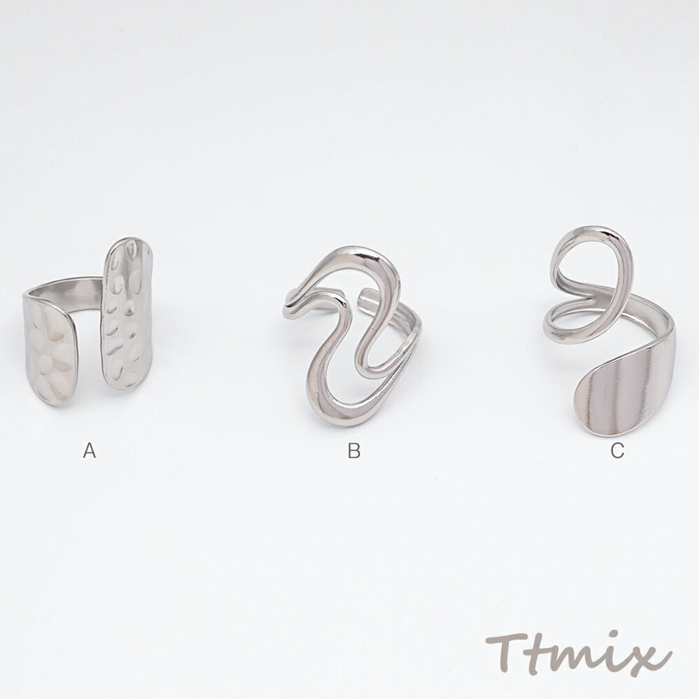 ステンレスリング 指輪 存在感◎ シンプル ユニーク おしゃれなデザイン オープンリング 16号内径約18mm（1ヶ）