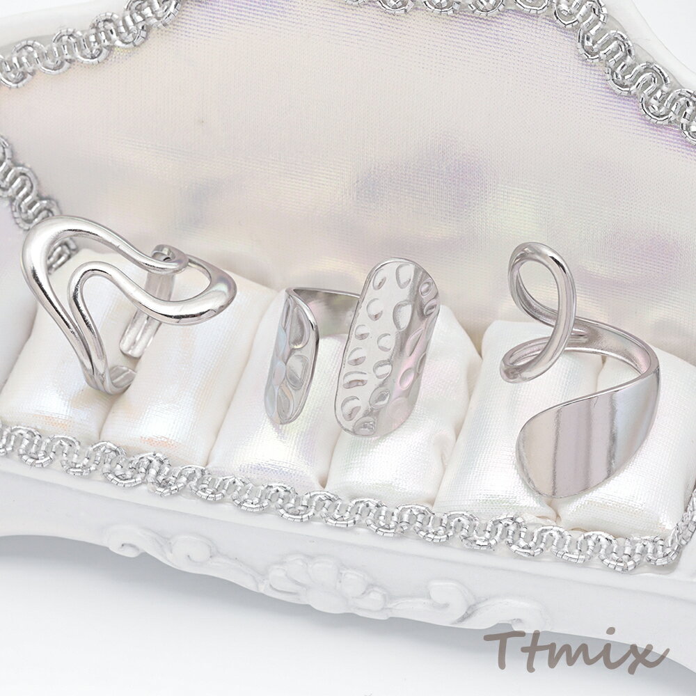 ステンレスリング 指輪 存在感◎ シンプル ユニーク おしゃれなデザイン オープンリング 16号内径約18mm（1ヶ）