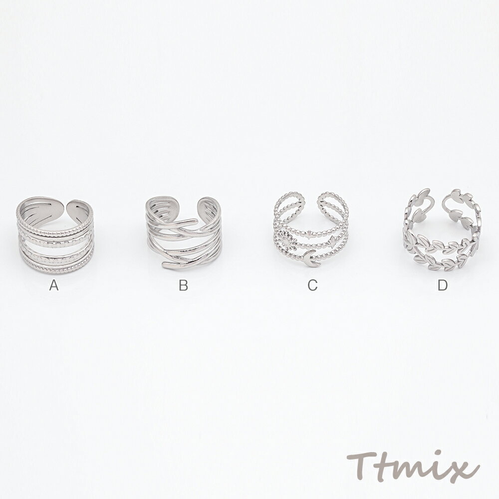 ステンレスリング 指輪 スマート シンプル ユニーク おしゃれなデザイン オープンリング 16号内径約18mm（1ヶ）