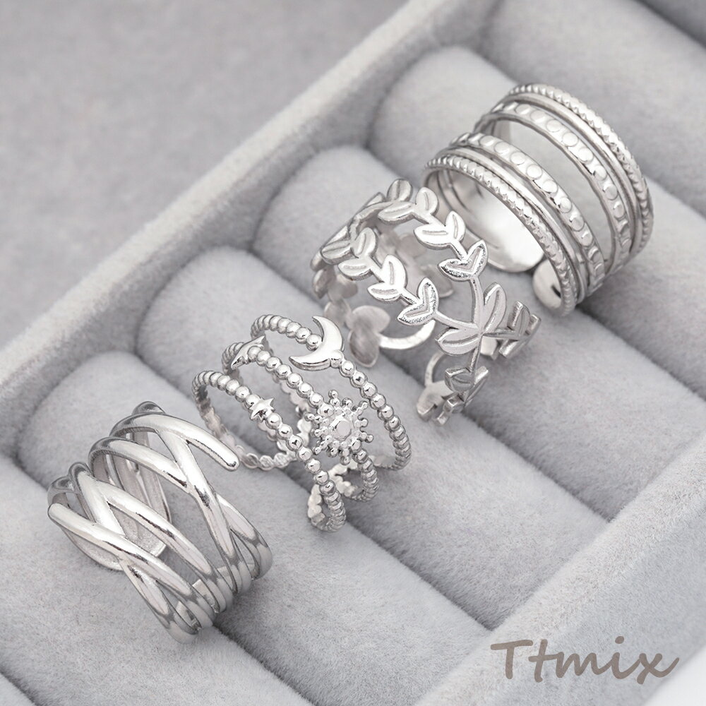 ステンレスリング 指輪 スマート シンプル ユニーク おしゃれなデザイン オープンリング 16号内径約18mm（1ヶ）