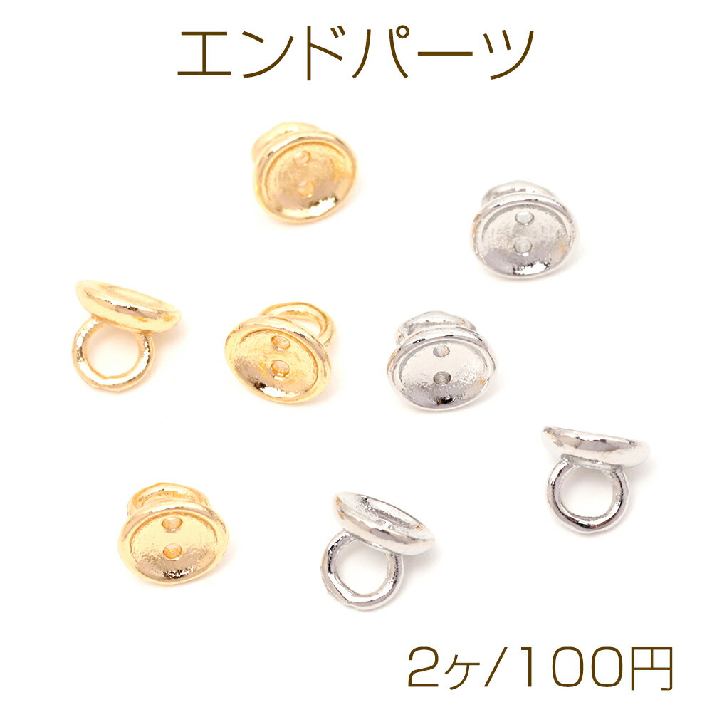 エンドパーツ ビーズカツラ ビーズキャップ パールの端を処理するエンドパーツ 2穴あり 上部1カン付き 約6mm (2ヶ)