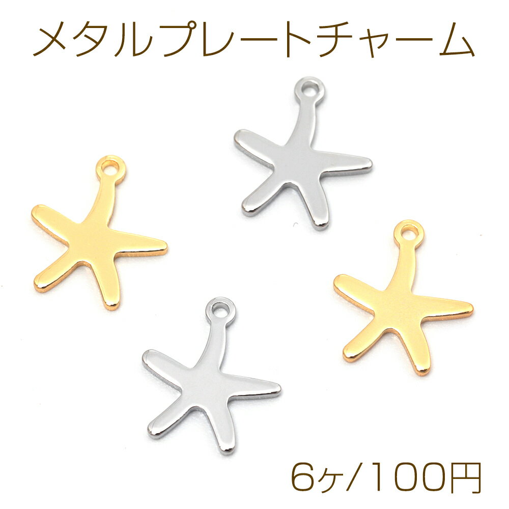 メタルプレートチャーム 銅製 ヒトデ ミニ メタルパーツ メタルチャーム 1カン付き 約10×11mm（6ヶ）