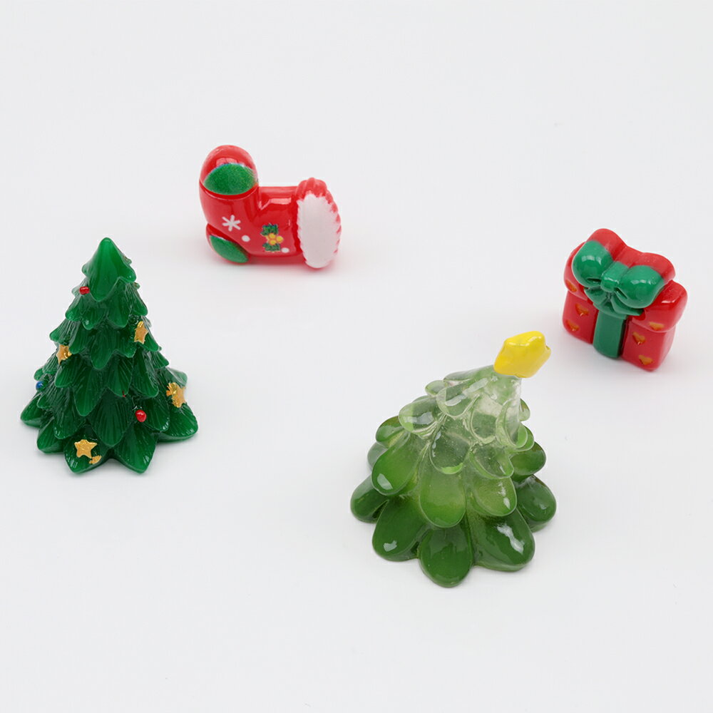 ミニチュア クリスマス ツリー サンタクロース 雪だるま 装飾 小物 ドールハウス 樹脂パーツ 全5種（2ヶ）