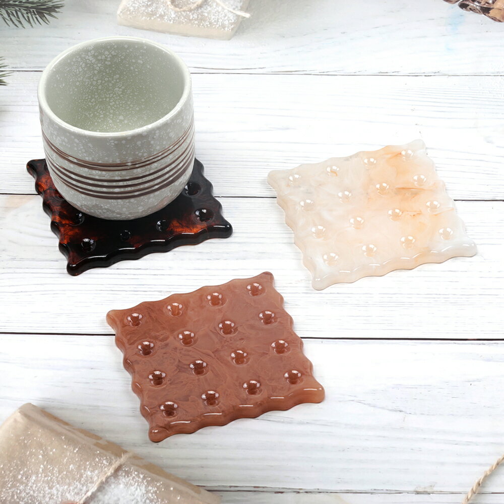 樹脂コースター クッキー風コースター INS風シンプルカップマット 約8.5×8.5cm（1ヶ） 3