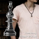 チェス メンズ ネックレス ビショップ 駒 黒 ペンダント シンプル シルバー925 ダイヤモンド お守り アクセサリー ブランド クロス 十字架 革ひも レザー 紐 ロングネックレス 男性 誕生日 記念日 プレゼント ギフト ジュエリー プッシュギフト