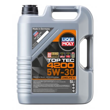 ◎メーカー純正部品◎【商品詳細】・メーカー：LIQUI MOLY リキモリ・商品品番：20904・特徴：■優れた清浄作用でエンジンをクリーンに保つ、 DPF付きディーゼル車に最適且つガソリン車でも最高のパフォーマンスを発揮するローフリクションエンジンオイル。■最新エンジンテクノロジーに対応したガソリン・ディーゼル兼用オイル。■オイル交換サイクルが長く、高い負荷がかかる状態で使用されるエンジンにお薦めです。■ガス駆動車（CNG/LPG）やカーボン類が付着しやすい直噴エンジンやターボ付き車両にも最適です。■ユーロ4,5,6の排出基準に対応。■※2006年6月以前に製造されたR5とV10 TDIエンジンには対応しておりませんのでご注意ください。 ・仕様：・粘度：5W30・API：SP・ACEA：C3・ベースオイル：水素化分解合成油・容量：5L・適合：▼車両メーカー承認▼ACEA C3API SPBMW Longlife-04MB-Freigabe 229.31MB-Freigabe 229.51Porsche C30VW 504 00VW 507 00▼LIQUI MOLY GmbH社推奨▼ACEA C2BMW Longlife-01 (bis MJ 2018)BMW Longlife-01 FE (bis MJ 2018)Fiat 9.55535-S1Fiat 9.55535-S3VW 500 00VW 501 01VW 502 00VW 503 00VW 503 01VW 505 00VW 505 01VW 506 00VW 506 01 (Ausnahme R5 und V10 TDI-Motoren vor 6/2006)【商品説明】・リキモリのエンジンオイル トップテック4200 ニュージェネレーション 5W-30、20904です。■TOP TEC 4200 NEW GENERATION 5W-30・優れた清浄分散性によりエンジンをクリーンに保つローフリクション、エンジンオイル。アウディ、BMW、メルセデス、VWグループの全ての最新エンジンテクノロジーに対応したオイルで、シーズンを通じて使用可能です。ガソリン車、ディーゼル車に対応し、カーボン類が付着しやすい直噴エンジンやターボ付き車両にも最適です。またDPF車両はもちろん、DPFを取り外した車両にも対応し、ユーロ4，5，6の排出基準に対応。（2006年6月以前に製造されたR5及びV10 TDIエンジンには対応しておりませんのでご注意ください。）・全てのガソリン及びディーゼルエンジ ン用として、シーズンを通じて使用で きるエンジンオイル。特にオイル交換 サイクルが長く、高い負荷がかかる状 態で使用されるエンジンにお勧めで す。ガス駆動車（CNG/ LPG）、DPF付 車両、キャタライザー（触媒）付車 両、ターボ付き車両にも最適です■注意事項※2006年6月以前に製造されたR5とV10 TDIエンジンには対応しておりませんのでご注意ください。車両およびエンジンの製造元の取扱説明書に注意してご使用ください。送料：送料無料 (沖縄・離島・一部地域は別途送料加算となります)【注意事項】◆お客様都合による商品ページ未確認や商品加工後の返品・交換・キャンセルは一切行えません。◆メーカー発注商品や姉妹店舗との共有在庫商品の場合、商品により納期にお時間を頂く場合やご注文のタイミングによって欠品となる可能性が御座います。お急ぎの方は事前に納期確認のご連絡を下さい。◆交換等での工賃や車両の損害などはいかなる場合も保証対象外となります。◆必ず加工/取り付け前に動作確認をして下さい。取付・加工後・脱着工賃・取付時の不備・過失傷害・水漏れ等は保証致しかねます。◆お客様御自身での取付作業によるいかなる損害も責任を負いかねますのでご了承ください。◆付属品以外を利用しての取付けは自己責任で行って下さい。◆お車によっては加工が必要な場合がございます。◆保証期間は商品発送日から7日間の初期不良のみです。お荷物送り状が保証書の代わりとなります。◆当店はお取り付けに関するサポートは行なっておりません。技術ある整備工場にてお取付ください。◆モニターの環境によっては実際の商品と色見などが違う場合が御座います。◆商品仕様が予告なく変更される場合が御座います。◆輸入商品の場合は、すれ・傷等がある場合が御座います。◆海外製商品の場合は、必要に応じてコーキング処理を追加してください。◆社外品の場合、純正品では御座いませんので完全一致にはなりません。◆説明書は付属いたしません。◆車種対応については、グレードや年式によって適合が異なる場合がある為、必ずご購入前に現車にて形状・スペース・サイズのご確認の上、最終的な判断はお客様でお願いします。◆商品が到着しましたら、必ず商品内容をご確認ください。予めご了承下さい。▼関連商品はコチラ▼容量：1L20903容量：5L20904容量：20L20929