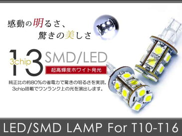 三菱 ミニキャブ バン U6#VLED ポジションランプ 車幅灯 ホワイト T10 3chip SMD 13連 ポジション球 スモールランプ クリアランスランプ 2個 セット LEDバルブ ウェッジ球 電球