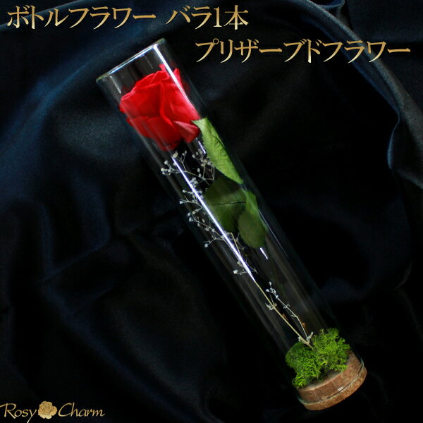 ボトルフラワー バラ1本 プリザーブドフラワー 誕生日 プレゼント 結婚 記念日 プロポーズ 卒業 退職 お祝い 薔薇 1本 ギフト 枯れない 花 一本 贈り物 フラワー ガラス ボトル おしゃれ インテリアフラワー ガラスドーム入り 一輪 バラ 花束 おしゃれ フラワーギフト