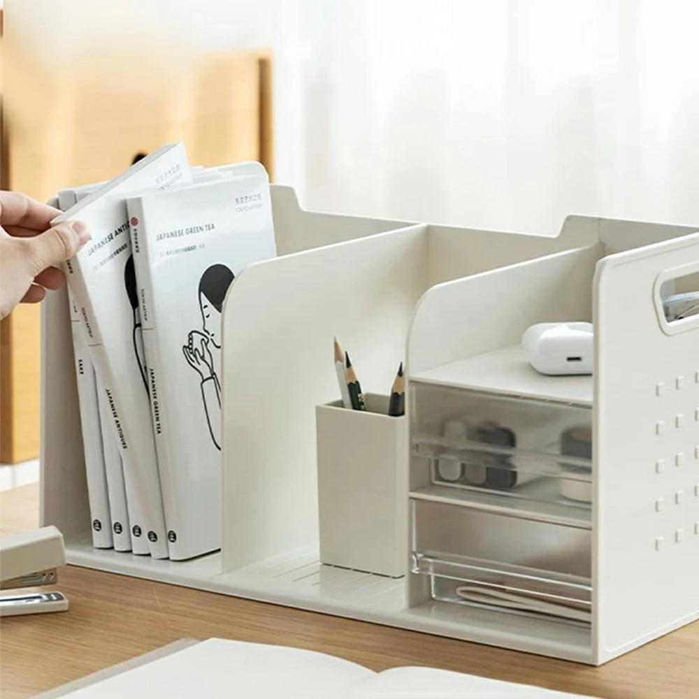 卓上収納ボックス デスク上置き棚 ファイルボックス 卓上収納ラック 大容量 オフィス収納 机上収納ボッ..